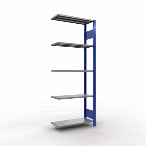 Scaffali componibili, scaffali, sistema a innesto MULTIplus150, 2000 x 750 x 300 mm (AxLxP), 5 ripiani, barre longitudinali, RAL 5010 blu genziana/zincato/zincato della marca Schulte Lagertechnik della gamma sistemi a innesto