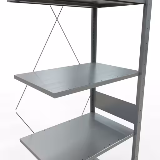 Un'altra vista dell'articolo Scaffali aggiuntivi, scaffali, sistema a innesto MULTIplus150, 3000 x 750 x 500 mm (AxLxP), 7 ripiani, traversa, zincato dalla categoria Sistema a innesto