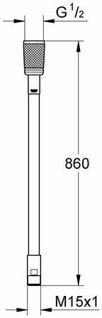 Flexible de douche GROHE 46104 métal 1/2 pouce x M15 x 860 mm pour mitigeur monocommande avec douchette extractible