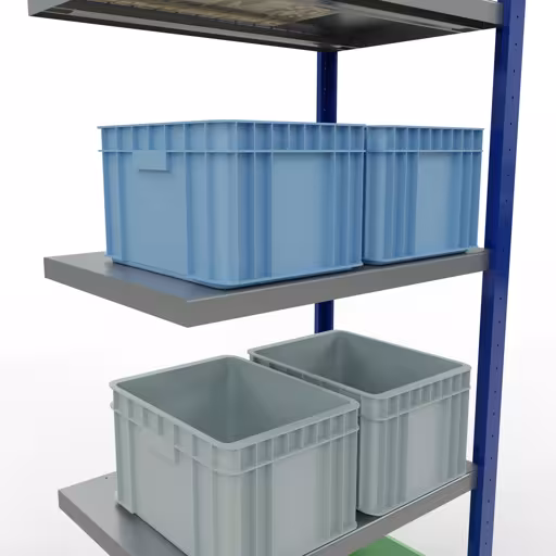 Image du produit n° 15 de l'article Rayonnage complémentaire, rayonnage à étagères, système enfichable MULTIplus250, 2000 x 750 x 500 mm, 5 étagères, barres longitudinales, RAL 5010 bleu gentiane/galvanisé/galvanisé Figure n° 15 de l'article, Étagère MULTIplus250 système enfichable, 2000 x 750 x 500 mm, 5 étagères, RAL 5010 bleu gentiane/galvanisé/galvanisé du groupe de produits système enfichable de Schulte Lagertechnik.