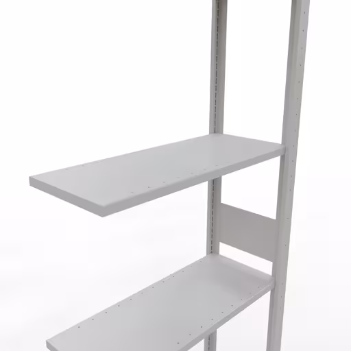 Produktbild Nr.12 des Artikels Anbauregal, Fachbodenregal Stecksystem MULTIplus150, 3000 x 750 x 300 mm (HxBxT), 7 Fachböden, Längenriegel, RAL 7035 lichtgrau aus der Produktreihe Stecksystem von der Marke Schulte Lagertechnik