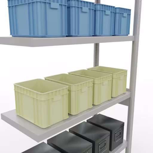 Image du produit n° 15 de l'article Rayonnage complémentaire, rayonnage à étagères, système enfichable MULTIplus330, 2500 x 1000 x 400 mm, 6 étagères, barres de longueur, RAL 7035 gris clair Figure n° 15 de l'article, Étagère MULTIplus330 système enfichable, 2500 x 1000 x 400 mm, 6 étagères, RAL 7035 gris clair du groupe de produits système enfichable de Schulte Lagertechnik