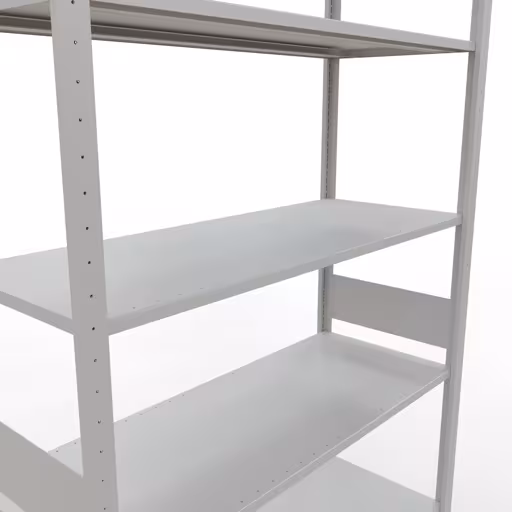 Représentation supplémentaire de l'article étagère de base, étagère à étagères, système enfichable MULTIplus150, 3000 x 1300 x 500 mm, 7 étagères, gris clair RAL 7035 à partir de l'étagère de base