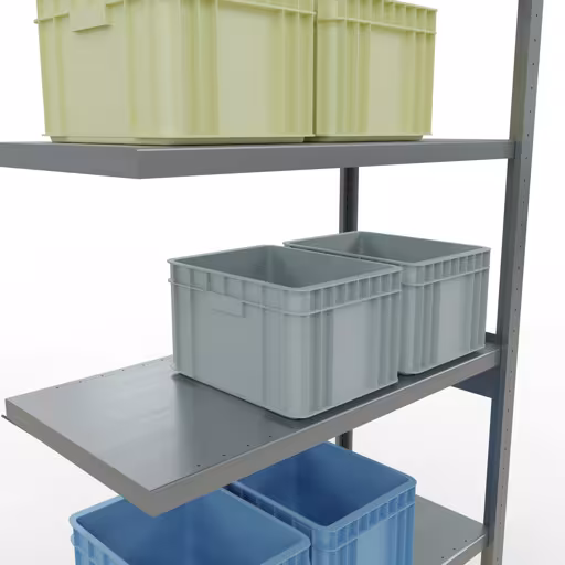 Une autre vue de l'article Étagère rapportée, étagère système enfichable MULTIplus330, 2500 x 1000 x 500 mm, 6 étagères, traverse, galvanisée de la catégorie système enfichable