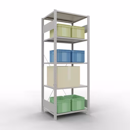 Image supplémentaire de l'article Étagère de base, étagère, système enfichable MULTIplus150, 2000 x 750 x 600 mm, 5 étagères, traverse, RAL 7035 gris clair à partir de l'étagère de base