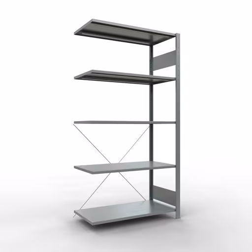 Rayonnage supplémentaire, étagère, système enfichable MULTIplus150, 2000 x 1000 x 500 mm (HxLxP), 5 étagères, traverse, galvanisé, étagère supplémentaire, réf. 12755