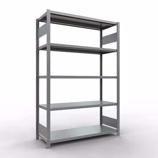 Étagère de base, étagère, système enfichable MULTIplus250, 2000 x 1300 x 500 mm (HxLxP), 5 étagères, barres de longueur, galvanisées, étagère de base, réf. 12950-130-LR