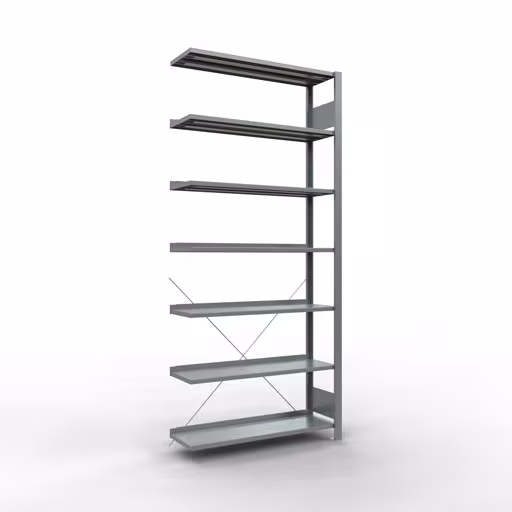 Figure n° 11 de l'article, étagère de bureau, système enfichable MULTIplus85, 2300 x 1000 x 300 mm, 7 étagères, galvanisées, avec barre d'arrêt du groupe de produits étagères de bureau de la marque Schulte Lagertechnik