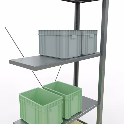 Un'altra vista dell'articolo Scaffale aggiuntivo, ripiano a scaffale, sistema a innesto MULTIplus150, 2000 x 750 x 300 mm (AxLxP), 5 ripiani, traversa, zincato dalla categoria Sistema a innesto