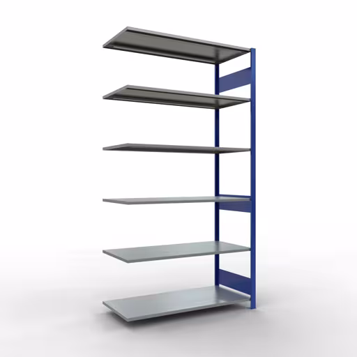 Scaffali aggiuntivi, scaffali, sistema a innesto MULTIplus150, 2500 x 1300 x 600 mm (AxLxP), 6 ripiani, barre longitudinali, RAL 5010 blu genziana/zincato di Schulte Lagertechnik della categoria Sistemi a innesto