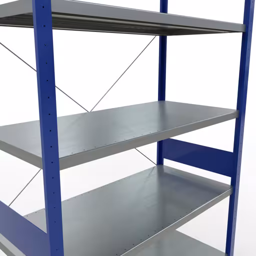 Figure n° 11 de l'article étagère de base, système d'étagères enfichables MULTIplus250, 3000 x 1300 x 600 mm, 7 étagères, RAL 5010 bleu gentiane/galvanisé du groupe de produits système enfichable de la marque Schulte Lagertechnik
