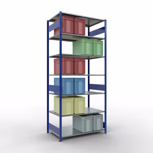 Image du produit n° 13 de l'article étagère de base, système enfichable MULTIplus150, 3000 x 1300 x 800 mm, 7 étagères, RAL 5010 bleu gentiane/galvanisé de la gamme de produits système enfichable de la marque Schulte Lagertechnik