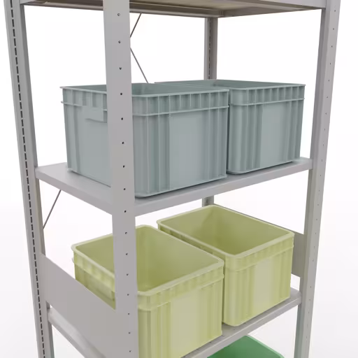 Image du produit n° 14 de l'article étagère de base, étagère, système enfichable MULTIplus150, 3000 x 750 x 500 mm, 7 étagères, traverse, RAL 7035 gris clair de la gamme de produits du système enfichable de Schulte Lagertechnik