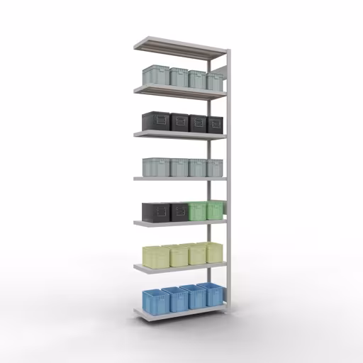 Figure n° 14 de l'article, système d'étagères enfichables MULTIplus330, 3000 x 1000 x 400 mm, 7 étagères, RAL 7035 gris clair du groupe de produits système enfichable de Schulte Lagertechnik