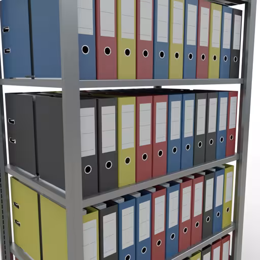 Image supplémentaire de l'article Etagère Basic, étagère de bureau, système enfichable MULTIplus150, 2000 x 1000 x 600 mm, 6 étagères, galvanisée, avec butée centrale du système enfichable