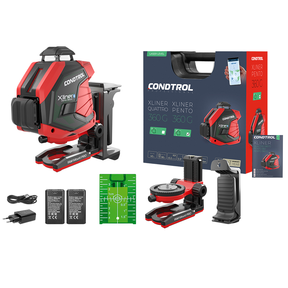 Kit laser 3D Xliner Pento 360G del marchio Condtrol Kit laser 3D Xliner Pento 360G della categoria laser a linee incrociate con codice articolo 1-2-410