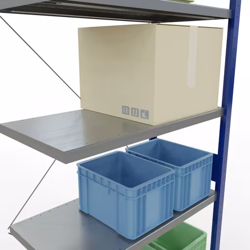 Figure n° 12 de l'article étagère complémentaire, étagère à étagères, système enfichable MULTIplus330, 3000 x 1000 x 500 mm, 7 étagères, RAL 5010 bleu gentiane/galvanisé du groupe de produits système enfichable de la marque Schulte Lagertechnik