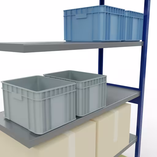 Image du produit n° 14 de l'article Rayonnage complémentaire, rayonnage à étagères, système enfichable MULTIplus250, 2500 x 1300 x 500 mm, 6 étagères, barres longitudinales, RAL 5010 bleu gentiane/galvanisé Figure n° 14 de l'article, système d'étagères MULTIplus250, système enfichable, 2500 x 1300 x 500 mm, 6 étagères, RAL 5010 bleu gentiane/galvanisé du groupe de produits système enfichable de Schulte Lagertechnik