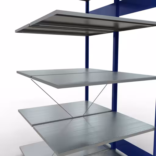 Immagine aggiuntiva dell'articolo Ripiano aggiuntivo, ripiano doppio, sistema a innesto per ripiano MULTIplus150, 2000 x 1000 x (2x600) mm (AxLxP), 2x5 ripiani, traversa, RAL 5010 blu genziana da ripiani doppi