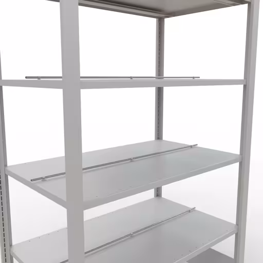 Figure n° 9 de l'article étagère de base, étagère de bureau, système enfichable MULTIplus150, 2000 x 1000 x 600 mm, 6 étagères, avec butée centrale, gris clair de la gamme d'étagères de bureau de Schulte Lagertechnik