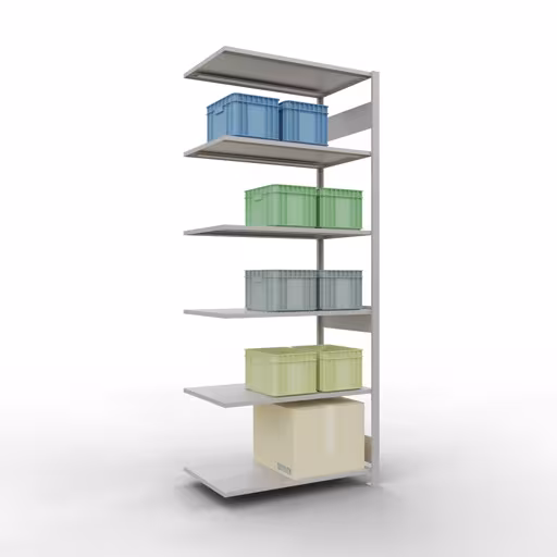 Figure n° 15 de l'article étagère complémentaire, étagère à étagères, système enfichable MULTIplus85, 2500 x 1000 x 600 mm, 6 étagères, gris clair RAL 7035 du groupe de produits système enfichable de la marque Schulte Lagertechnik
