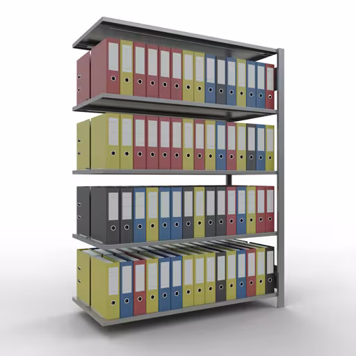 Figure n° 8 de l'article étagère complémentaire, étagère de bureau, système enfichable MULTIplus150, 1800 x 1300 x 600 mm, 5 étagères, galvanisée, avec butée centrale de la gamme d'étagères de bureau de Schulte Lagertechnik