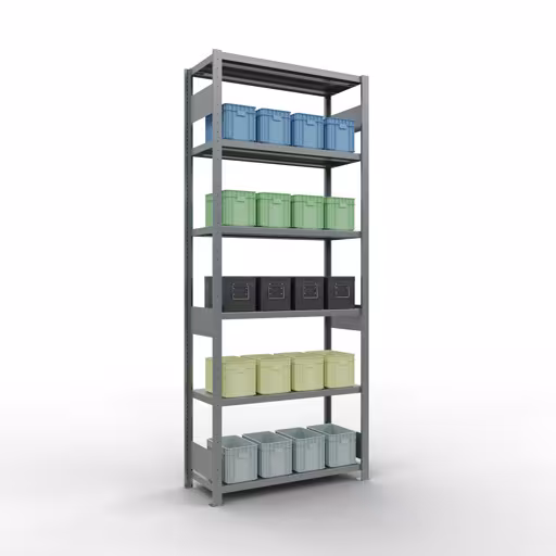 Image du produit n° 15 de l'article étagère de base, étagère système enfichable MULTIplus250, 2500 x 1000 x 400 mm, 6 étagères, galvanisée de la gamme de produits système enfichable de la marque Schulte Lagertechnik