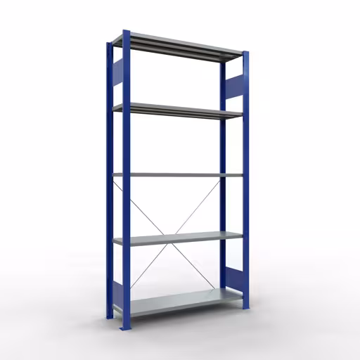 Image supplémentaire de l'article Étagère de base, étagère, système enfichable MULTIplus150, 2000 x 1000 x 300 mm, 5 étagères, traverse, RAL 5010/galvanisé à partir de l'étagère de base