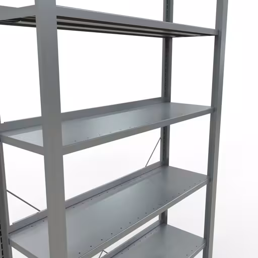 Figura n. 14 dell'articolo scaffale base, scaffale per ufficio, sistema a innesto MULTIplus85, 2300 x 1000 x 300 mm (AxLxP), 7 ripiani, traversa, zincato, con barra di arresto del gruppo di prodotti scaffali per ufficio della marca Schulte Lagertechnik