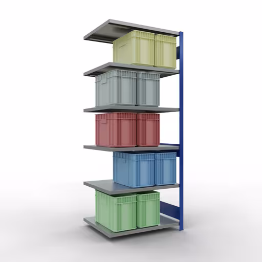 Image du produit n° 15 de l'article Rayonnage complémentaire, rayonnage à étagères, système enfichable MULTIplus250, 2500 x 1000 x 800 mm, 6 étagères, barres longitudinales, RAL 5010 bleu gentiane/galvanisé Figure n° 15 de l'article Système d'étagères enfichables MULTIplus250, 2500 x 1000 x 800 mm, 6 étagères, RAL 5010 bleu gentiane/galvanisé du groupe de produits Systèmes enfichables de Schulte Lagertechnik