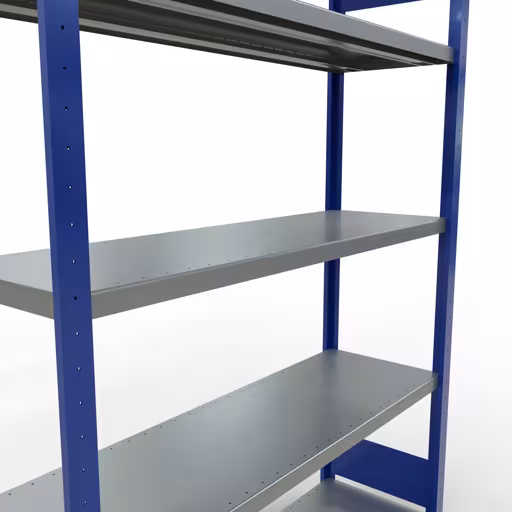 Figura n. 9 dell'articolo scaffale base, scaffale, sistema a innesto MULTIplus250, 2000 x 1300 x 400 mm (AxLxP), 5 ripiani, barre longitudinali, RAL 5010 blu genziana/zincato del gruppo di prodotti sistema a innesto della marca Schulte Lagertechnik