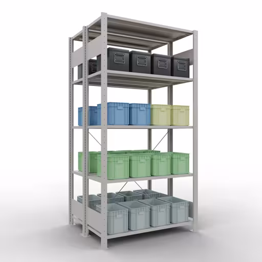 Figure n° 10 de l'article étagère de base, étagère double, système d'étagères MULTIplus150, 2000 x 1000 x (2x400) mm, 2x5 étagères, RAL 7035 gris clair du groupe de produits étagères de Schulte Lagertechnik