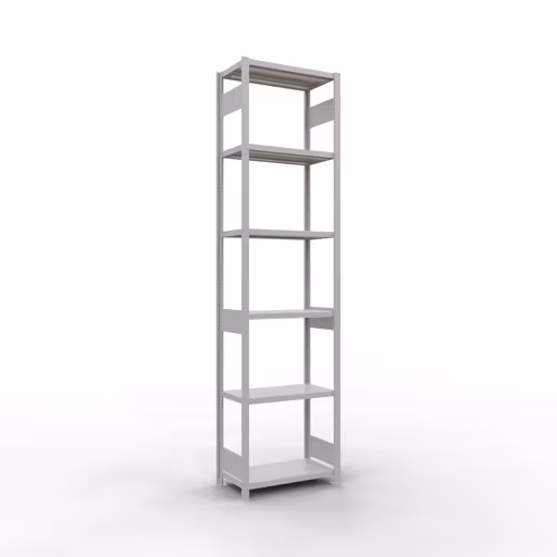 Étagère de base, étagère, système enfichable MULTIplus250, 3000 x 750 x 400 mm (HxLxP), 7 étagères, barres de longueur, gris clair RAL 7035, étagère de base, réf. 32842-75-LR