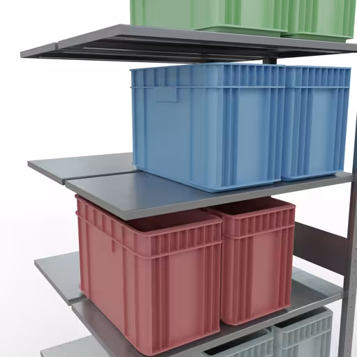 Figure n° 16 de l'article étagère complémentaire, étagère double, système d'étagères enfichables MULTIplus150, 3000 x 1000 x (2x500) mm, 2x7 étagères, galvanisées du groupe de produits étagères de la marque Schulte Lagertechnik.