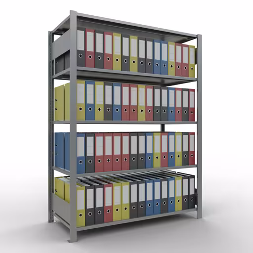 Produktbild Nr 12 des Artikels Grundregal, Büro-Fachbodenregal Stecksystem MULTIplus150, 1800 x 1300 x 600 mm (HxBxT), 5 Fachböden, Längenriegel, verzinkt, ohne Mittelanschlag Abbildung Nr 12 des Artikels Grundregal, Büro-Fachbodenregal Stecksystem MULTIplus150, 1800 x 1300 x 600 mm (HxBxT), 5 Fachböden, Längenriegel, verzinkt, ohne Mittelanschlag aus der Produktgruppe Büroregale von der Marke Schulte Lagertechnik