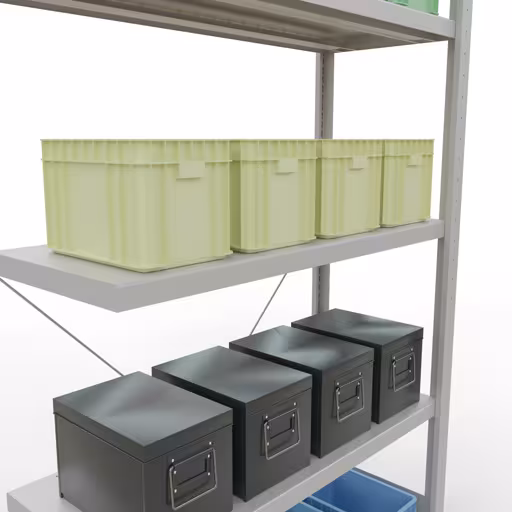 Figure n° 15 de l'article étagère complémentaire, étagère à étagères, système enfichable MULTIplus330, 2000 x 1000 x 400 mm, 5 étagères, gris clair RAL 7035 du groupe de produits système enfichable de la marque Schulte Lagertechnik