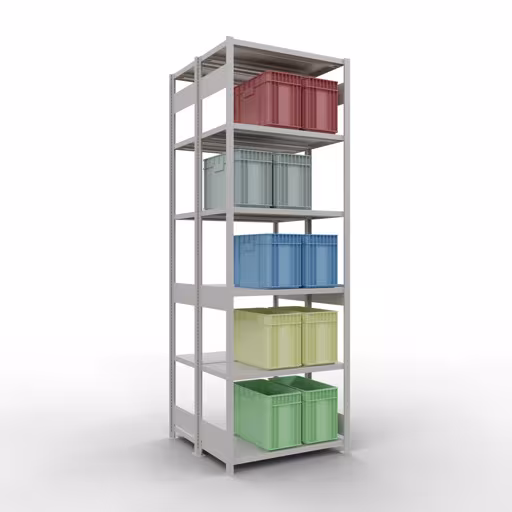 Image supplémentaire de l'article Étagère de base, étagère double, système d'étagères enfichable MULTIplus250, 3000 x 1000 x (2x500) mm, 2x7 étagères, RAL 7035 gris clair à partir d'étagères doubles