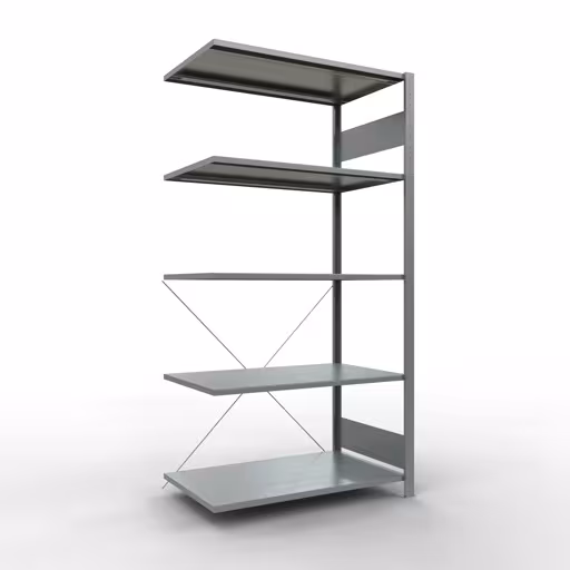 Scaffali aggiuntivi, scaffali, sistema a innesto MULTIplus150, 2000 x 1000 x 600 mm (AxLxP), 5 ripiani, traversa, zincato di Schulte Lagertechnik Scaffale aggiuntivo, scaffale, sistema a innesto MULTIplus150, 2000 x 1000 x 600 mm (AxLxP), 5 ripiani, traversa, zincato, ripiano aggiuntivo, articolo n. 12765