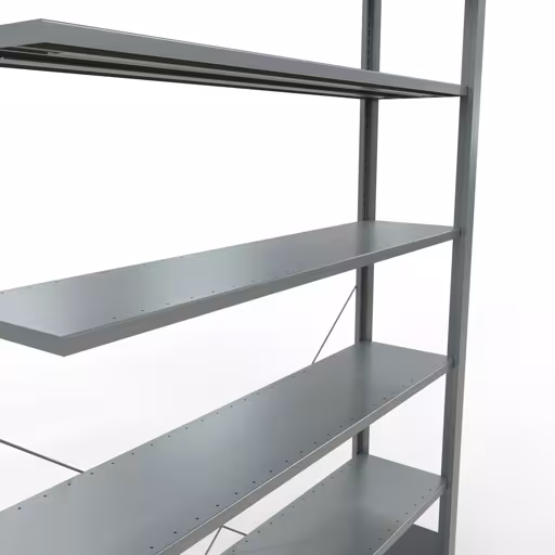 Produktbild Nr 13 des Artikels Anbauregal, Büro-Fachbodenregal Stecksystem MULTIplus85, 2300 x 1300 x 300 mm (HxBxT), 7 Fachböden, Kreuzstrebe, verzinkt, ohne Anschlagleiste Abbildung Nr 13 des Artikels Anbauregal, Büro-Fachbodenregal Stecksystem MULTIplus85, 2300 x 1300 x 300 mm (HxBxT), 7 Fachböden, Kreuzstrebe, verzinkt, ohne Anschlagleiste aus der Produktgruppe Büroregale von der Marke Schulte Lagertechnik