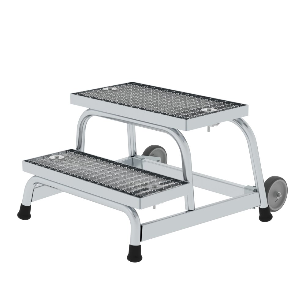 Plateforme de travail rigide Munk avec caillebotis en acier et roulettes, 2 marches, par Günzburger Steigtechnik Plateforme de travail rigide Munk avec caillebotis en acier et roulettes, de la catégorie escaliers plateformes, référence 051018
