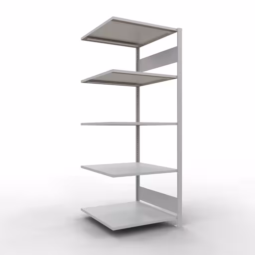 Rayonnage supplémentaire, étagère, système enfichable MULTIplus150, 2000 x 750 x 800 mm (HxLxP), 5 étagères, barres de longueur, RAL 7035 gris clair de Schulte Lagertechnik Rayonnage supplémentaire, rayonnage à étagères, système enfichable MULTIplus150, 2000 x 750 x 800 mm (HxLxP), 5 tablettes, barre de longueur, RAL 7035 gris clair, étagère supplémentaire, réf. 32685-75-LR