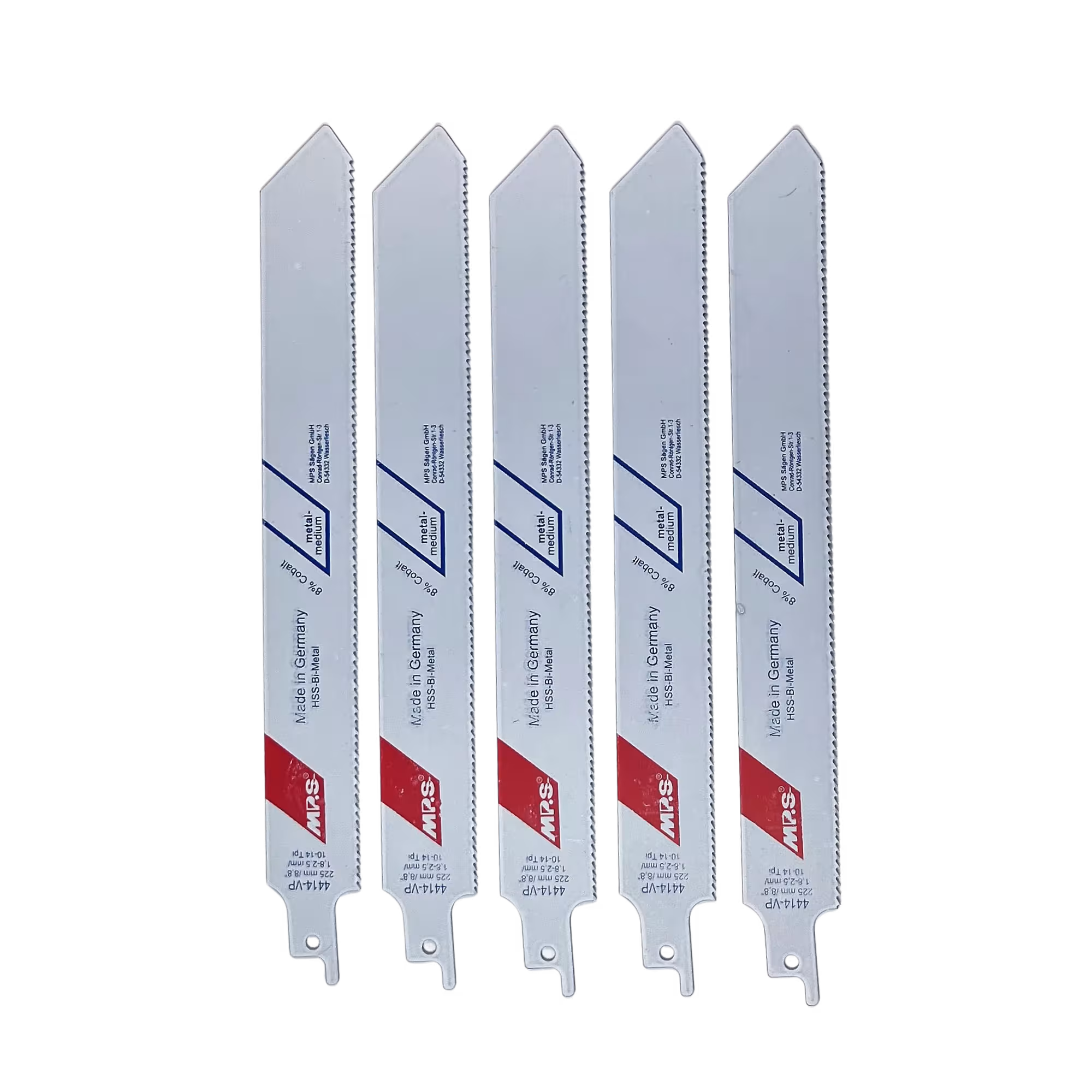 Bi-Metall-Säbelsägeblatt gefräst und geschränkt Gesamtlänge 225/verzahnte Länge205mm, Zahnteilung 1,8-2,5mm von der Marke MPS aus der Kategorie Sägeblätter