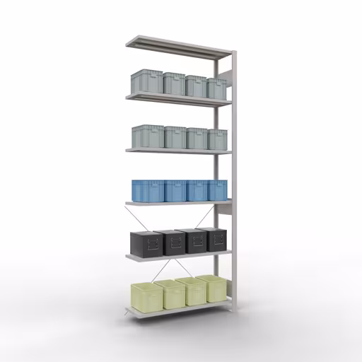 Rayonnage supplémentaire, rayonnage à étagères, système enfichable MULTIplus85, 2500 x 1000 x 300 mm, 6 étagères, gris clair RAL 7035 de Schulte Lagertechnik avec le réf. 33036