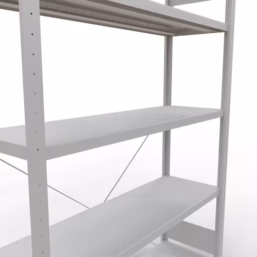 Une autre vue de l'article Etagère de base système enfichable 2000x1300x400 mm, type 250 kg, gris clair Une autre vue de l'article étagère de base du système enfichable 2000x1300x400 mm, type 250 kg, gris clair de la catégorie du système enfichable