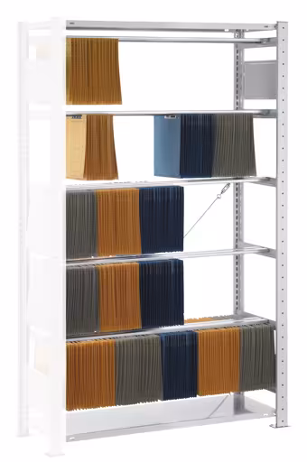 Ripiano aggiuntivo, ripiano a innesto per cucitrice pendolare "Zippel", 1800 x 1000 x 350 mm (AxLxP), RAL 7035 grigio chiaro, 5 aste pendolari, ripiani per cucitrice pendolare, articolo n. 30613-N-Z