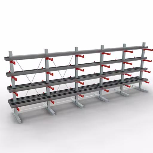 Figura n. 7 dell'articolo Scaffale completo K 3000, bifronte, 2500 x 6500 x 500 mm, RAL 7001 / RAL 3000, 5 livelli di stoccaggio del gruppo di prodotti scaffalature cantilever della marca Schulte Lagertechnik