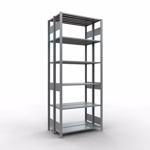 Figura n. 16 dell'articolo scaffale base, scaffale doppio, sistema a innesto per scaffali MULTIplus150, 2500 x 1000 x (2x300) mm (AxLxP), 2x6 ripiani, barre longitudinali, zincato dal gruppo di prodotti scaffali della marca Schulte Lagertechnik