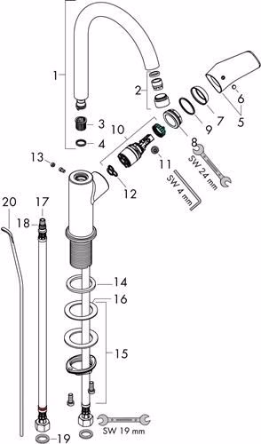 Hansgrohe LOGIS 210 Miscelatore monocomando per lavabo con bocca girevole da 15 mm di diametro e scarico a scomparsa G 1 1/4" cromo