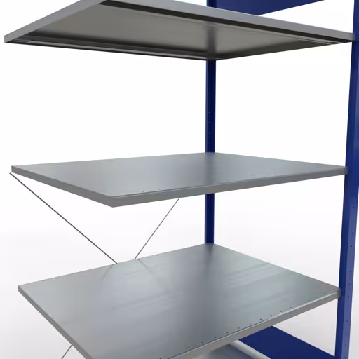 Image du produit n° 7 de l'article étagère complémentaire, système d'étagères enfichables MULTIplus150, 2000 x 1000 x 800 mm, 5 étagères, RAL 5010/galvanisé de la gamme de produits du système enfichable de Schulte Lagertechnik