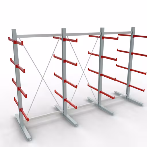 Figura n. 11 dell'articolo Scaffale completo K 6000, bilaterale, 3000 x 4500 x 2x 750 mm, RAL 7001 / RAL 3000, 5 livelli di stoccaggio del gruppo di prodotti scaffalature cantilever della marca Schulte Lagertechnik